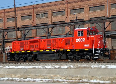 The heavy locomotive repair shops are behind this Genset unit being tested by NS.