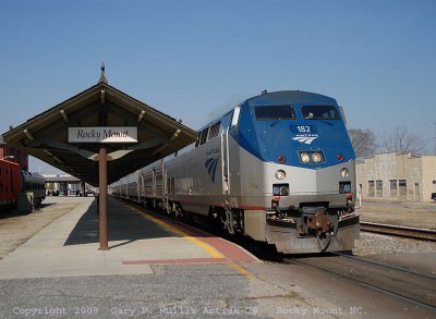 Southbound Amtrak at Rocky Mount NC.