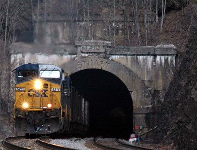 A westbound exiting  Stuart Tunnel