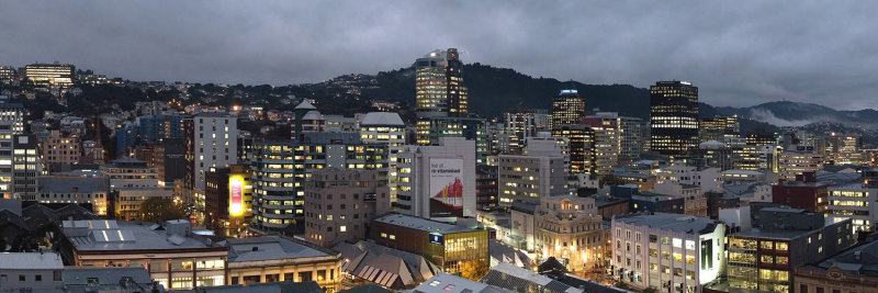 Wellington City on a gloomy evening