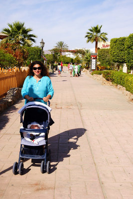 Elena and Angelica at Naama Bay beach promenade