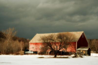 Wilmington, Vermont: Red Barn, Dark Sky, White Snow II