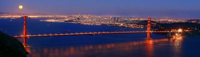 Golden Gate Bridge Moonrise Panorama