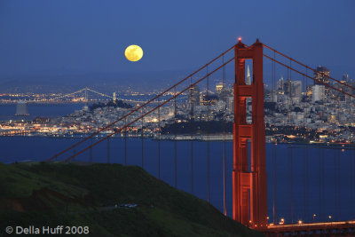 Golden Gate Bridge with Full Moon Rise
