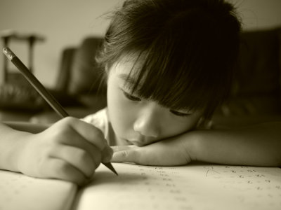 Finally got a shot of her doing Maths