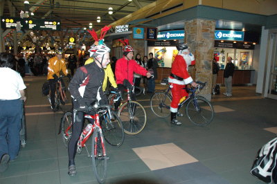 The reindeer try to lure a kid with candy.