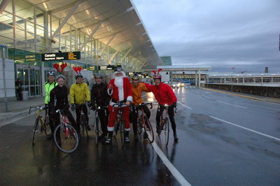 Santa and his reindeer celebrate another successful visit to YVR.