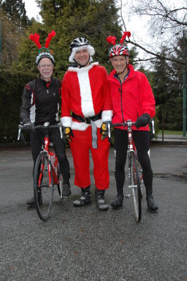 Reindeer Al and David congratulate Santa on a great job!!