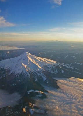 Mt Hood in Oregon from the air.