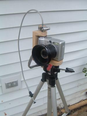 Remote release setup for digital camera.