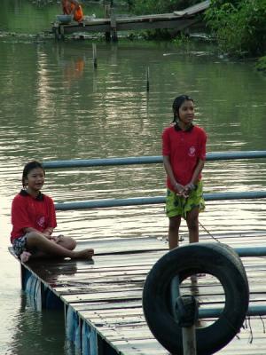 little girls swimming