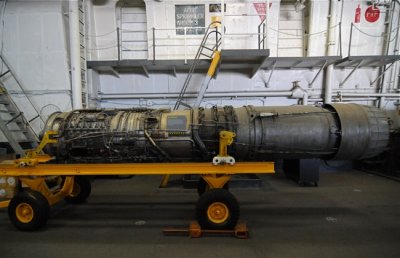 Aircraft Engine on Hangar Deck