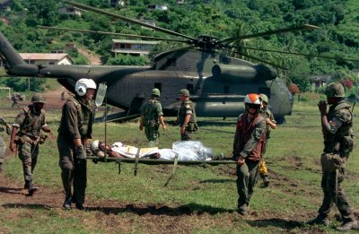 CH-53D with wounded evacuee