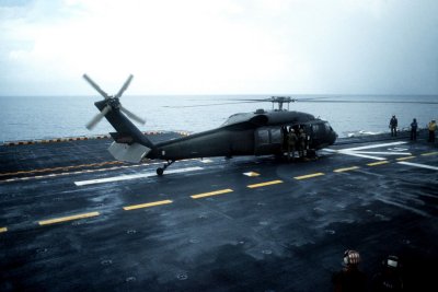 UH-60A on USS Guam off Grenada