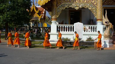 The monks at Wat Phra Singh were preparing for the funeral of a popular monk.