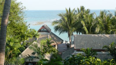 The view from the balcony of our room at The Centara, Kho Samui.  Finally, the beach!