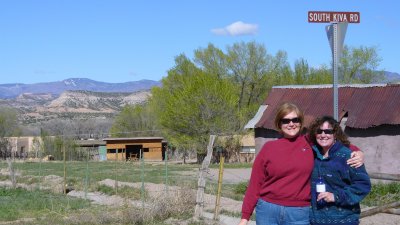 On Saturday, we drove out of Santa Fe.  Here are Carolyn and Cindy at the San Ildefonso pueblo.