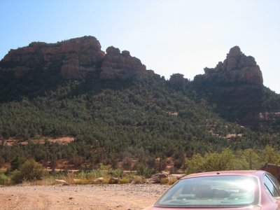 Our four wheel drive Pontiac Grand Prix rental car on Schnebley Hill Road