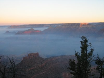 Sunrise at the Grand Canyon -- the next morning -- note the smoke from all the controlled burns in the area