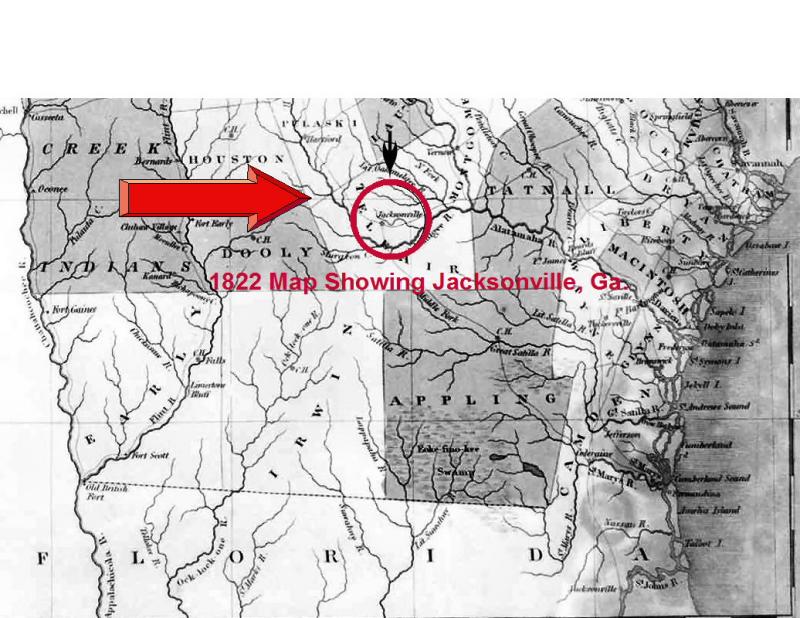 1822 Map Showing Jacksonville, Ga.