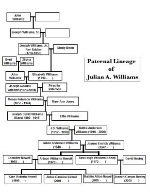 Paternal Lineage of Julian Williams - CLICK Within Box To View