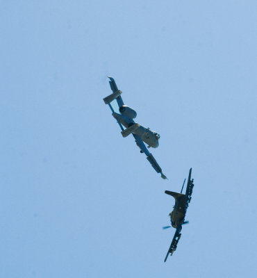 A1 Skyraider and A10 Warthog in scisors formation