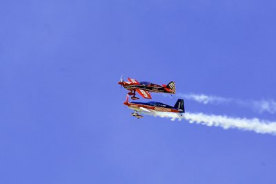The stunt planes in close formation