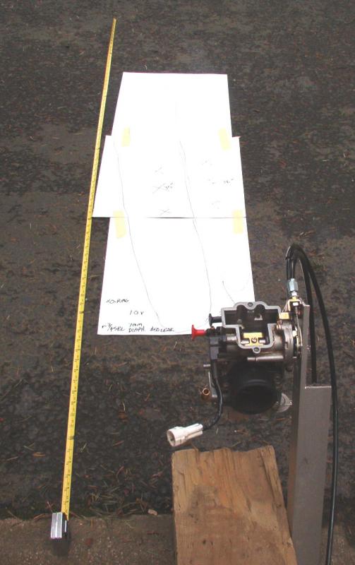 Test stand for accelerator pump duration and distance