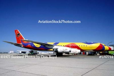 1977 - Braniff Airways DC8-62 N1805 in the Alexander Calder design airline aviation stock photo #US7714