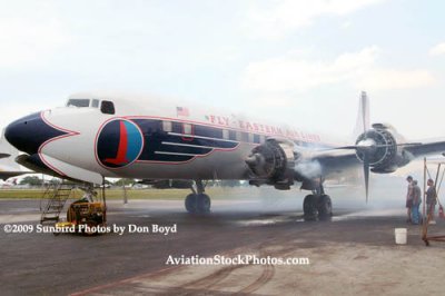 2009 - #2 engine of the Historical Flight Foundation's DC-7B N836D running for the first time since 2004 stock photo #1937