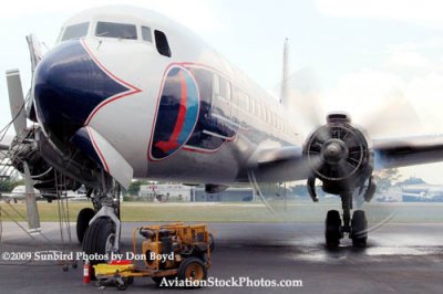 2009 - #2 engine of the Historical Flight Foundation's DC-7B N836D running for the first time since 2004 stock photo #1940