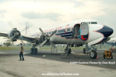 2009 - #4 engine of the Historical Flight Foundation's DC-7B N836D running for the first time since 2004 stock photo #1943