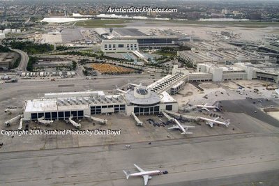 2006 - Concourse A (foreground), the South Terminal project (background), at Miami International Airport stock photo #0595