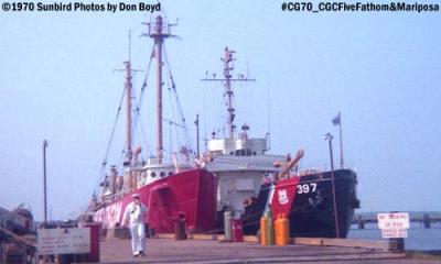1970 - USCG Lightship Five Fathom (WAL 530) and CGC Mariposa (WLB 397) photo #CG70_