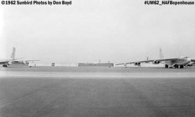 USAF KC-135 on the left, B-52 landing in the middle, B-52 on the right at the Homestead AFB Open House in 1962