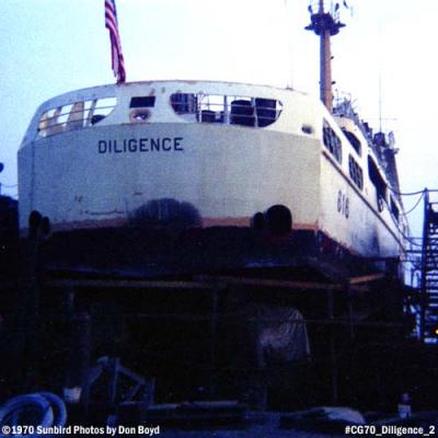 1970 - USCGC DILIGENCE (WMEC 616) in drydock at the Coast Guard Yard photo #CG70 CGC Diligence 2