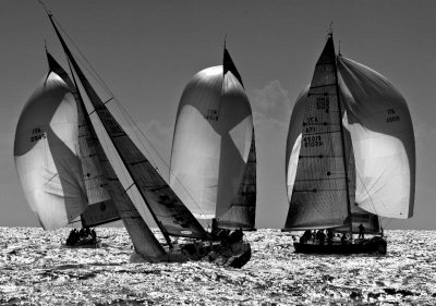 Sailing, in black and white.