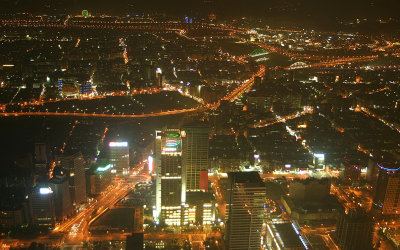 City lights as seen from the top of Taipei 101