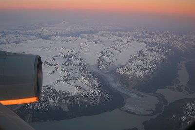 Dawn over the glacier in Alaska