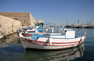 Fishing boats and Venetian Castle, Crete