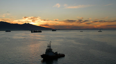 Sunset over Izmir harbour