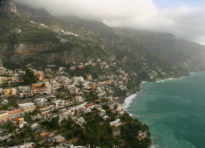 The town of Positano along the coast