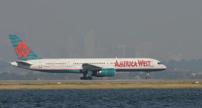 HP 757, commencing take off run, JFK, Oct. 2003
