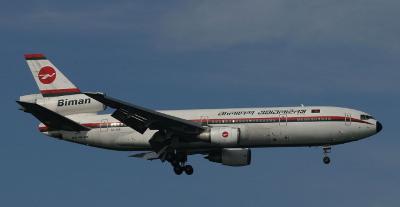 An exotic visitor,  Biman Bangladash's DC-10 flew half way around the world to approach JFK RWY 4R, Oct. 2003