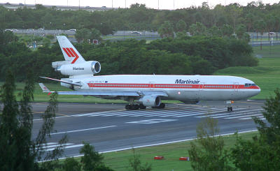 Martinair MD-11 turning onto RWY 28, SJU.