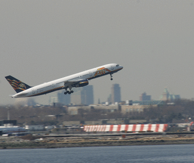 ATA 757-200 taking off from LGA RWY 31, April. 2004