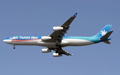 Traveling halfway around the world, Air Tahiti Nui A-340 arriving in JFK