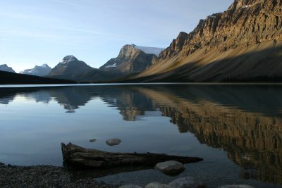 Peaceful morning on the shore of Bow Lake