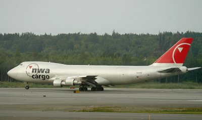 NW 747-200 cargo in silver bullet livery.