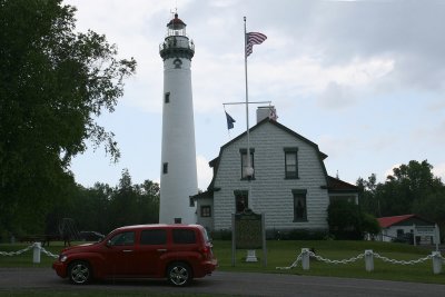 The New Presque Isle lighthouse. It was drizzling, so I just photographed quickly from behind the car.